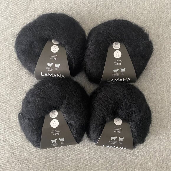 NWT Lamana Premia Mohair Silk Colour 01 Black Lot of 4 - Picture 5 of 6